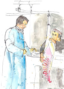 Berber market buying meat