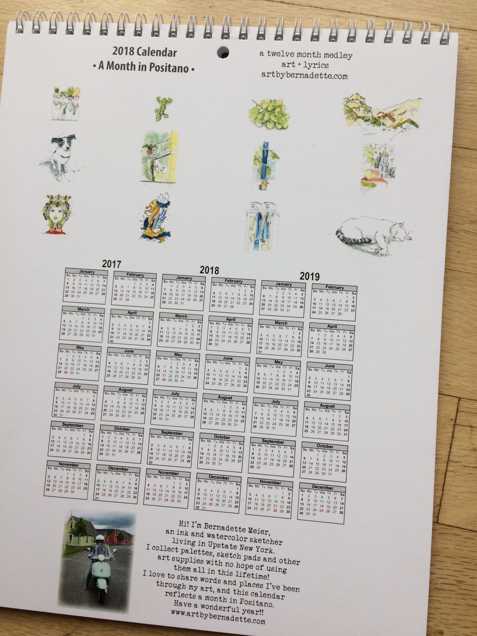 2018 calendar back