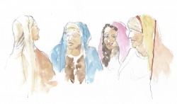 Women at the market in Masada