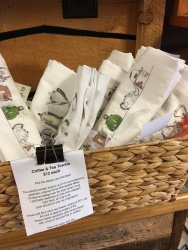 Towel display at cup-a-jo