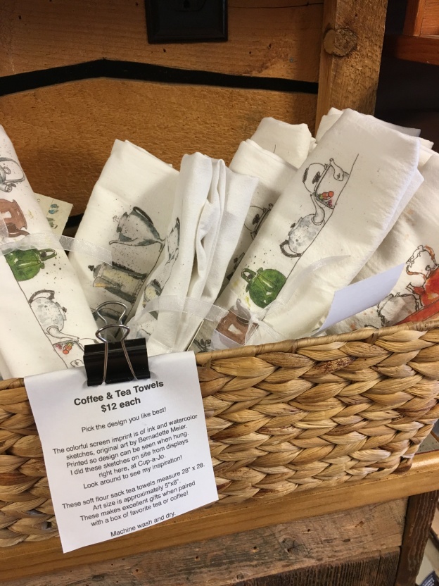 Towel display at cup-a-jo