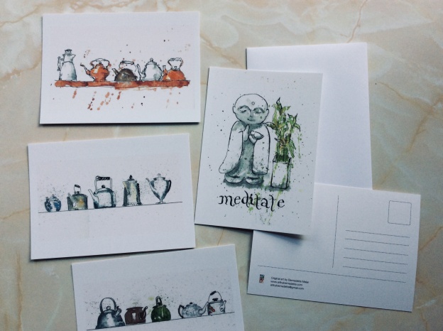 Coffee and tea and meditate postcards