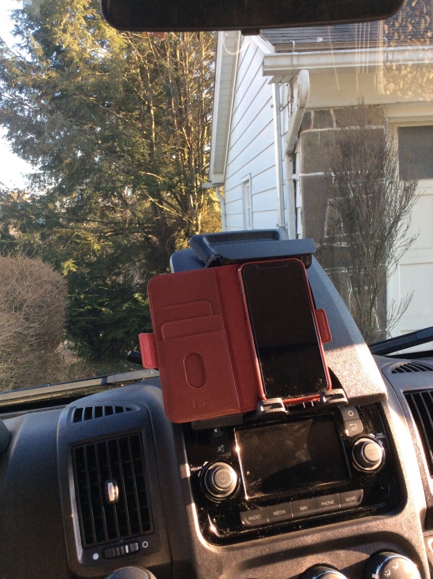 Installed tablet/phone holder in Promaster